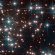 The cluster of small stars along the left of this photo is the newly discovered galaxy, Bedin I, while the large stars in the foreground belong to globular cluster NGC 6752.